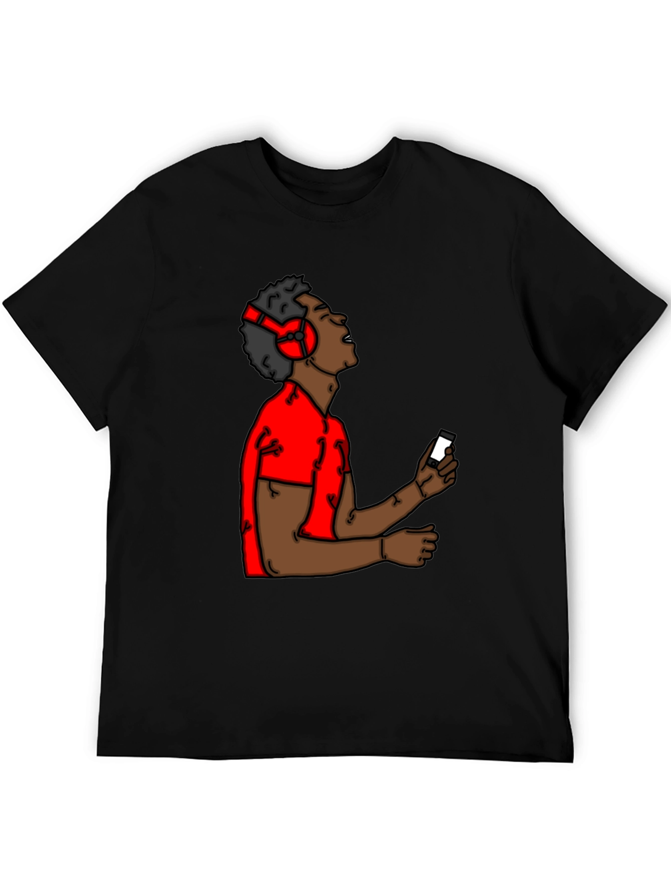 Black Cartoon Music Lover Black T-Shirt view 5