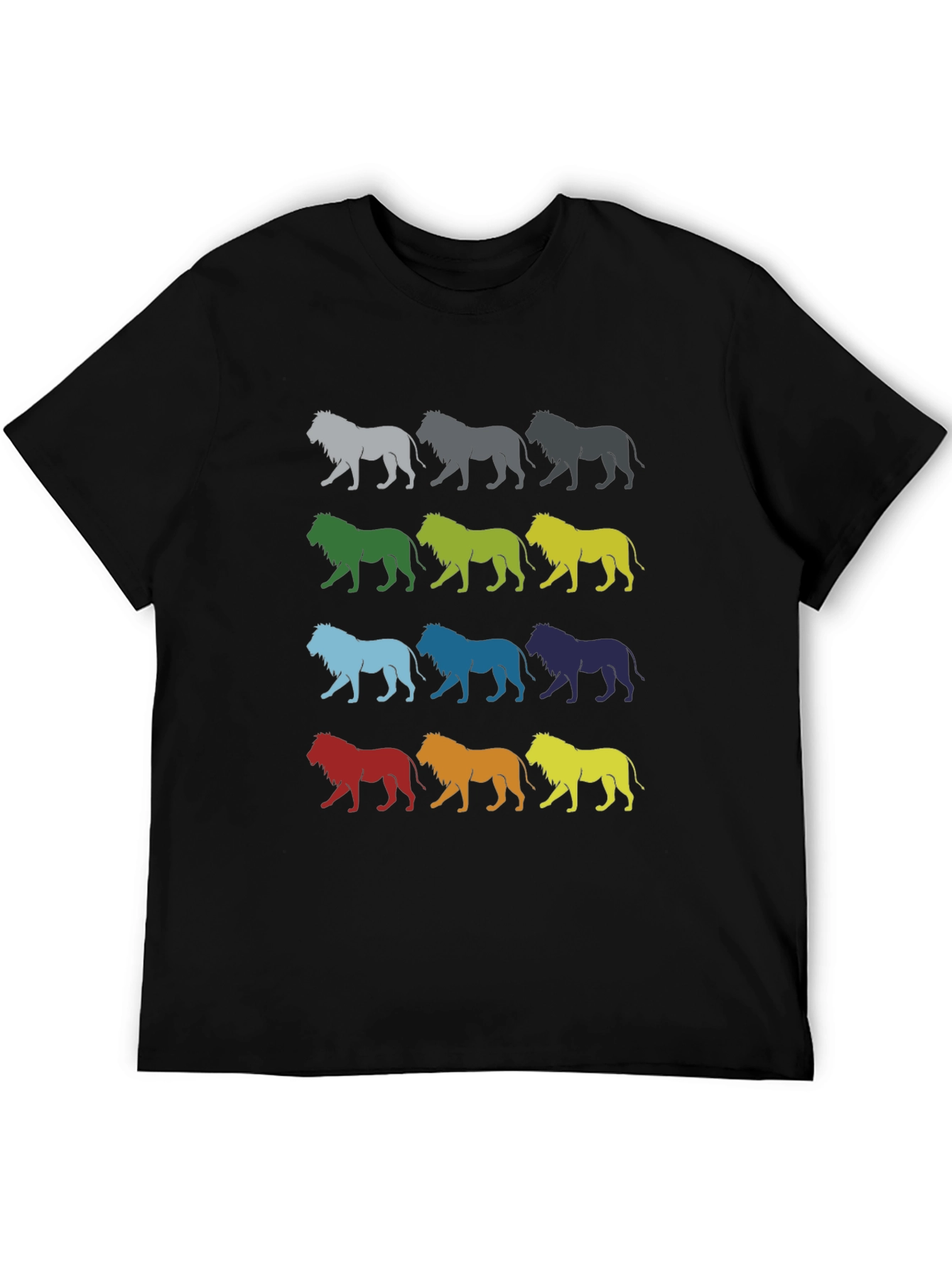 Black Colorful Lion Graphic Tee - Unique Design view 5