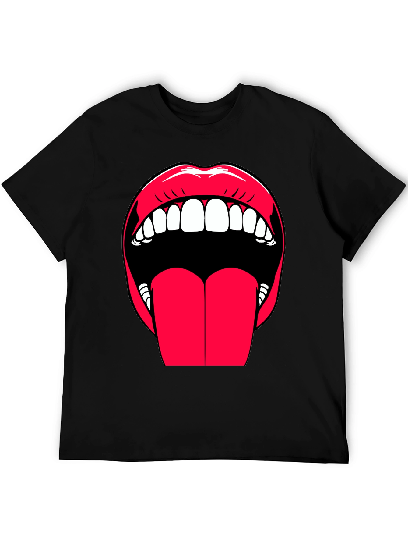 Black Bold Lips Graphic Tee - Expressive Black Cotton T-Shirt view 5