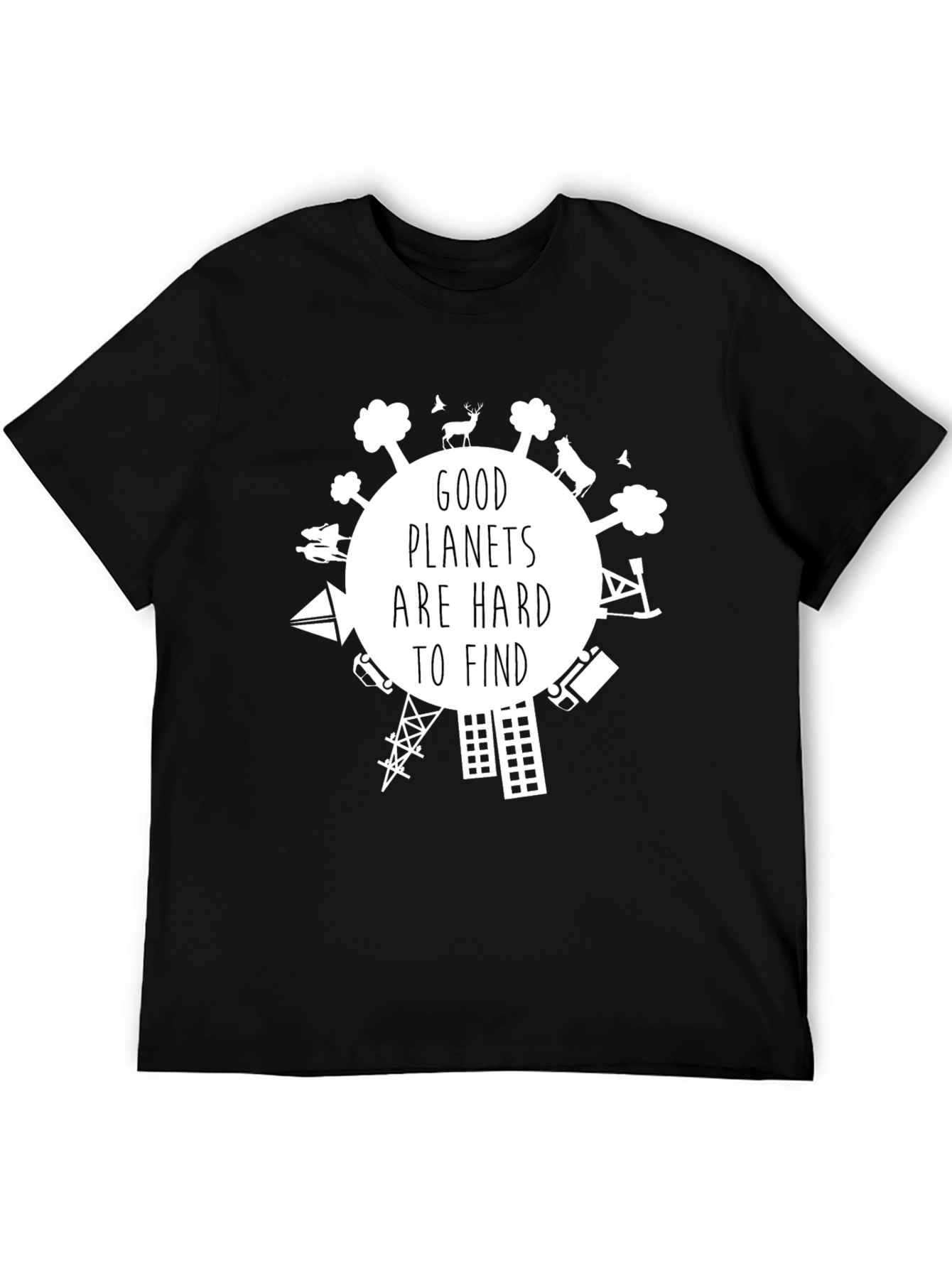 Black Good Planets are Hard to Find Graphic T-Shirt view 5