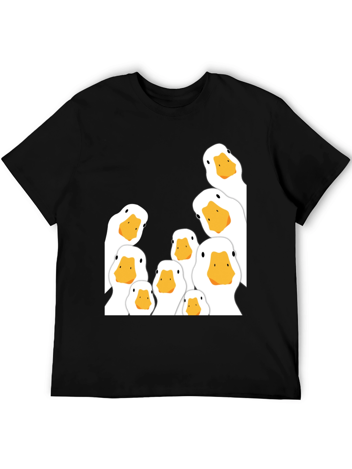 Black Peeking Ducks Graphic T-Shirt - Black Cotton Tee view 5