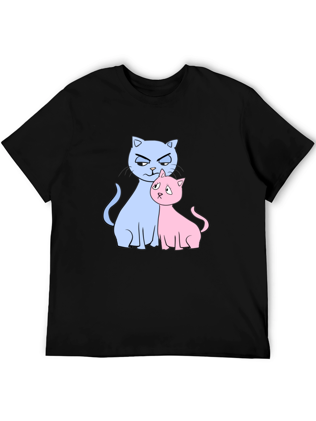 Black Cute Cats Graphic Print T-Shirt view 5