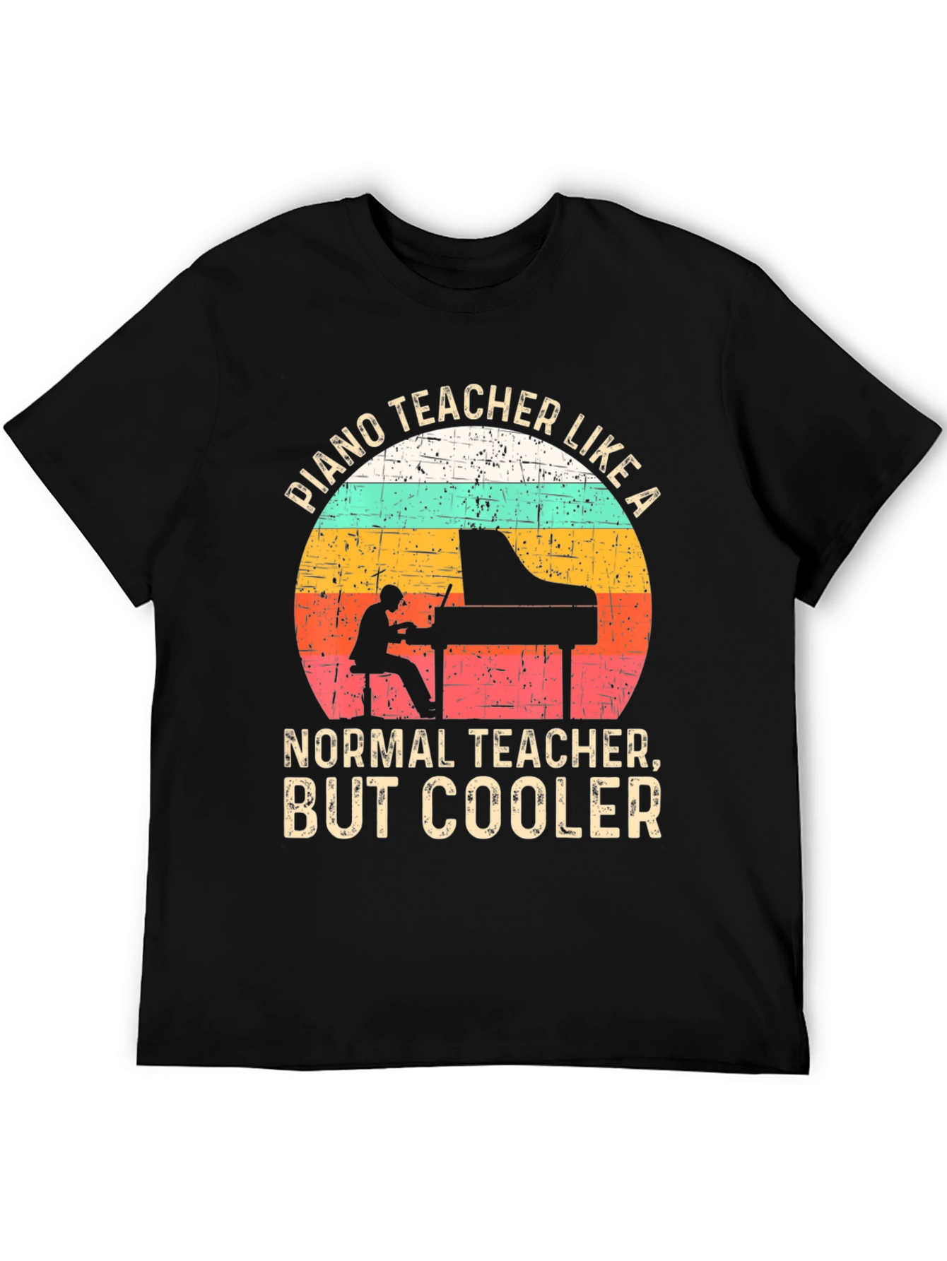 Black Cool Piano Teacher T-Shirt view 5