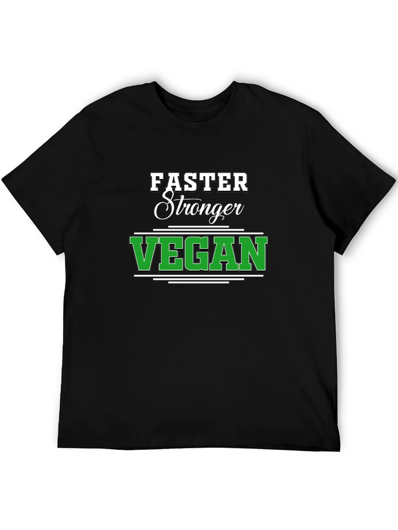 Black Faster Stronger Vegan Black T-Shirt view 5