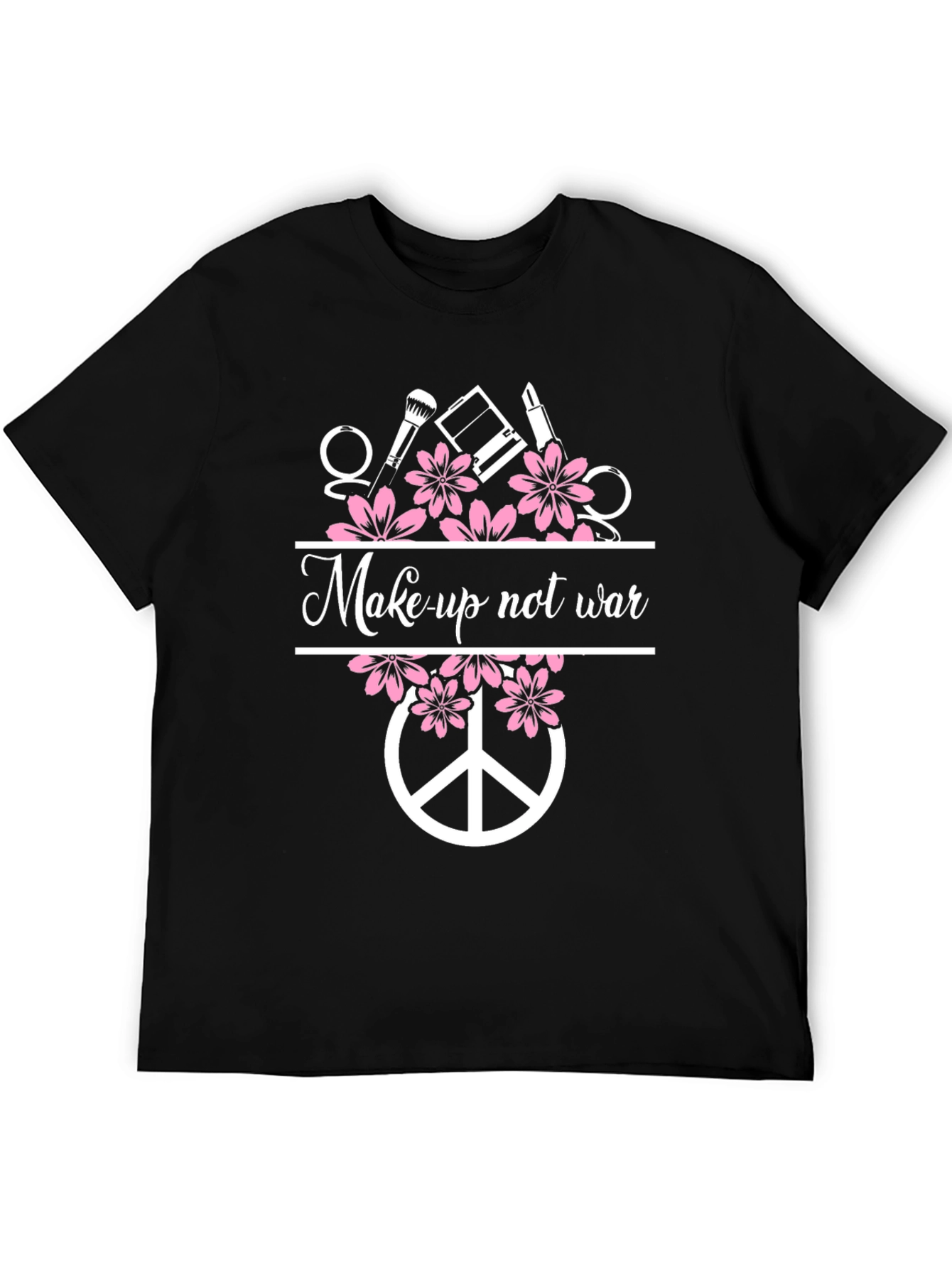 Black Makeup Not War Graphic Tee - Peace Symbol Shirt view 5