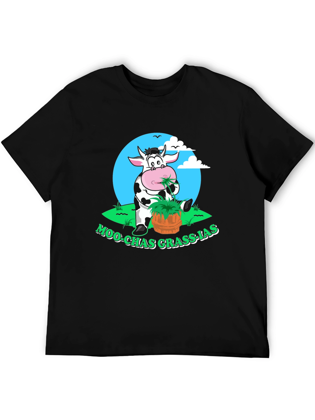 Black Moo-chas Grass-ias Funny Cow Graphic Tee view 5