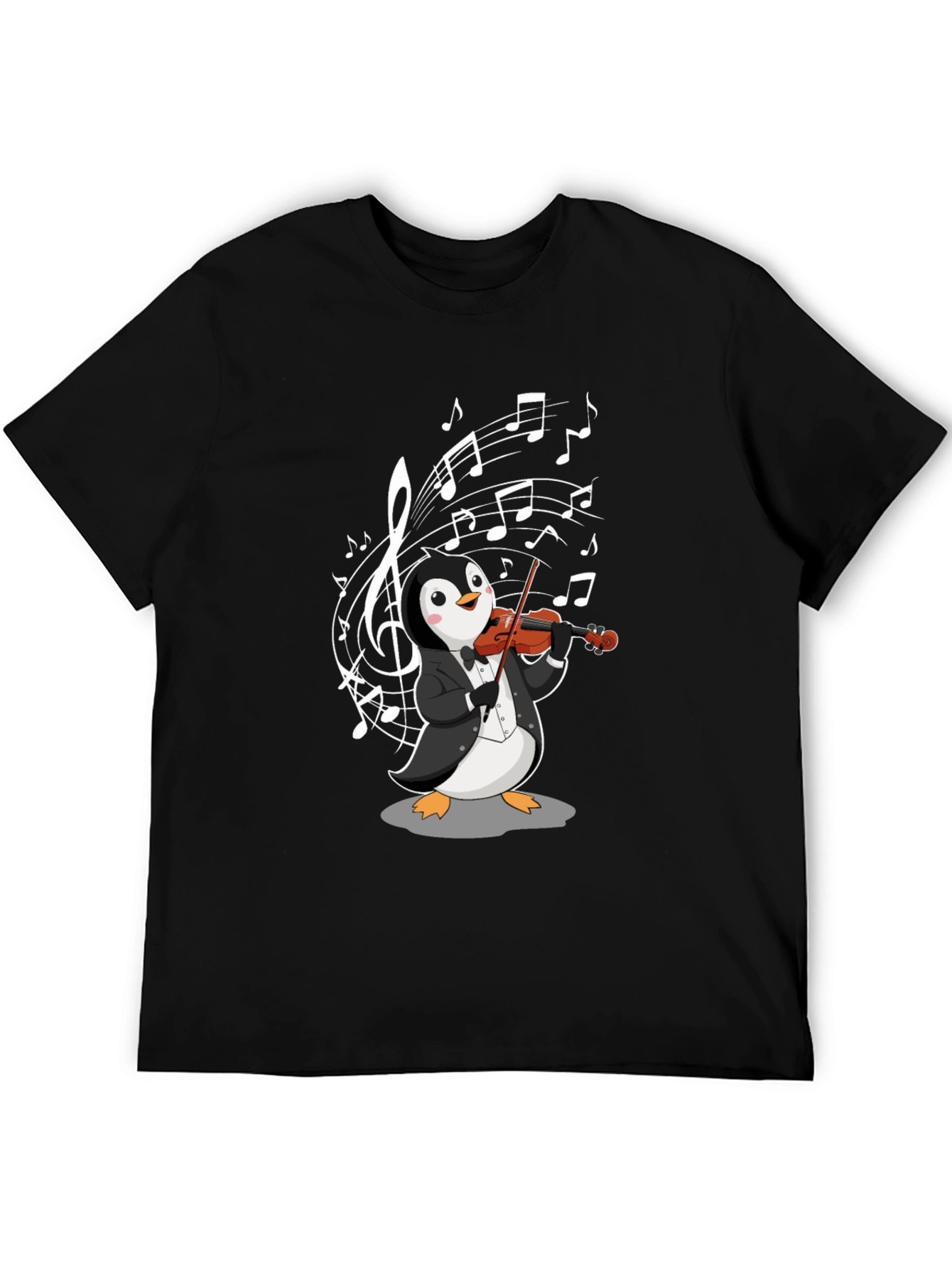 Black Penguin Violinist Graphic T-Shirt - Music Lover Tee view 5