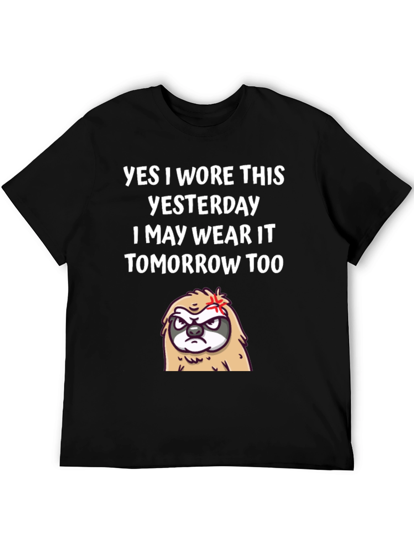 Black Funny Sloth T-Shirt - Yes I Wore This Yesterday Tee view 5