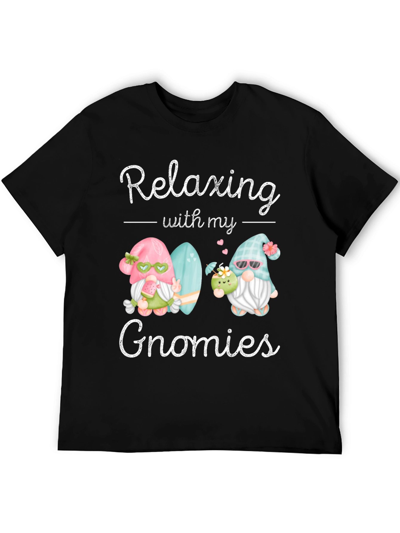 Black Relaxing With My Gnomies Graphic Tee view 5