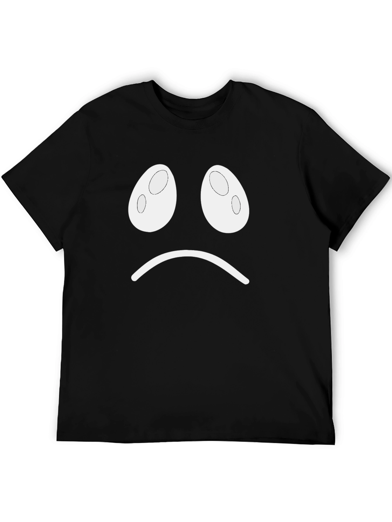Black Sad Face Graphic T-Shirt - Black Casual Tee view 5