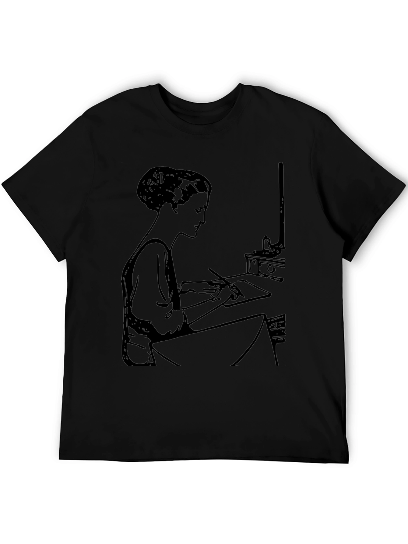 Black Woman Writing Black T-Shirt view 5