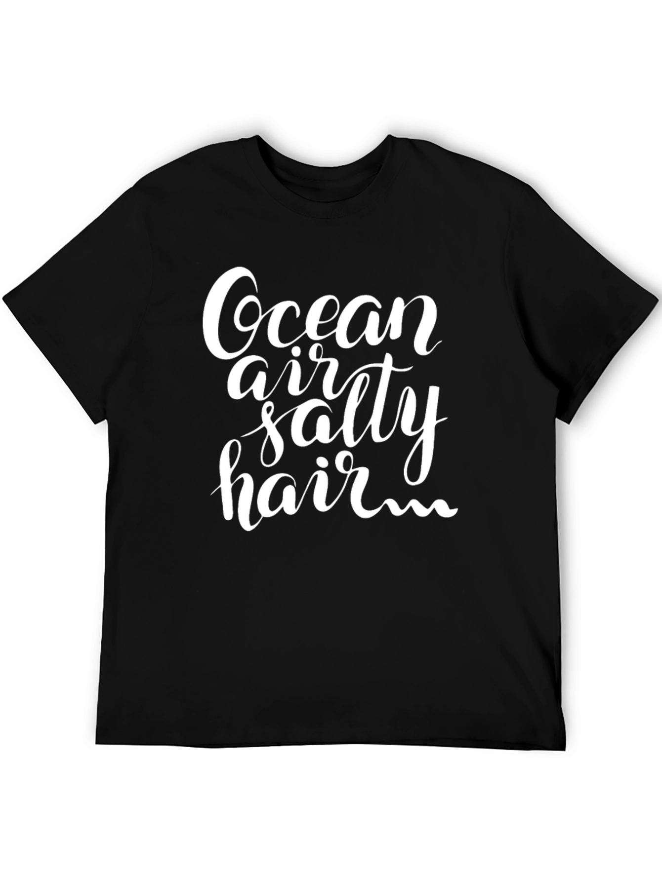 Black Ocean Air Salty Hair Black T-Shirt view 5