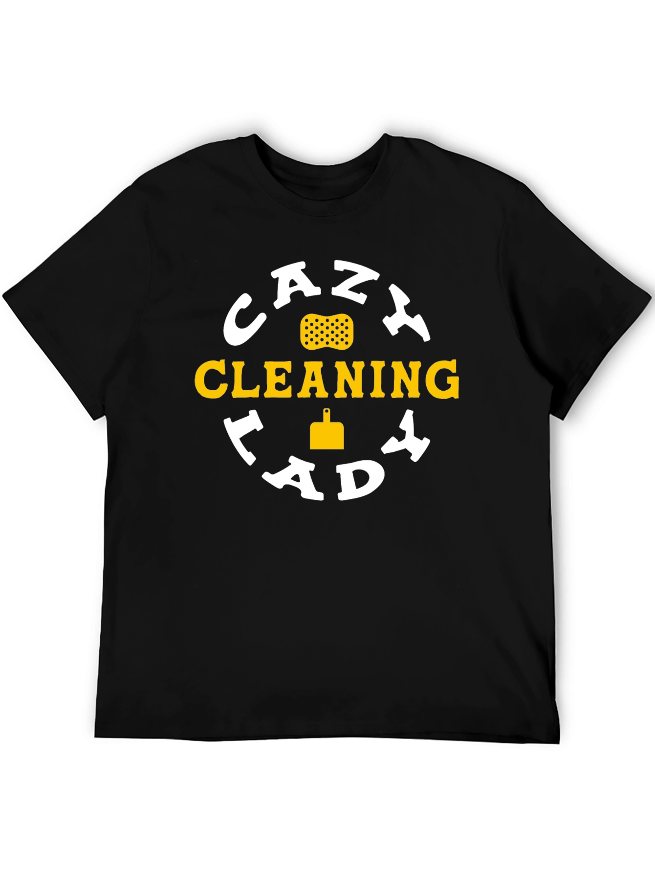 Black Crazy Cleaning Lady T-Shirt view 5