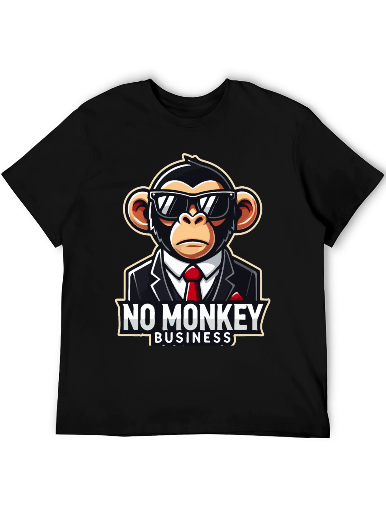 Black No Monkey Business Graphic T-Shirt view 5