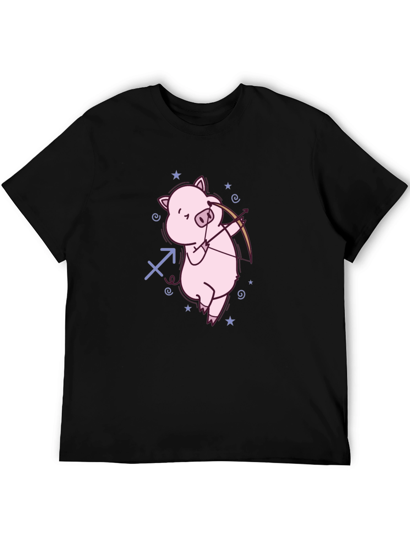 Black Sagittarius Pig Black T-Shirt view 5