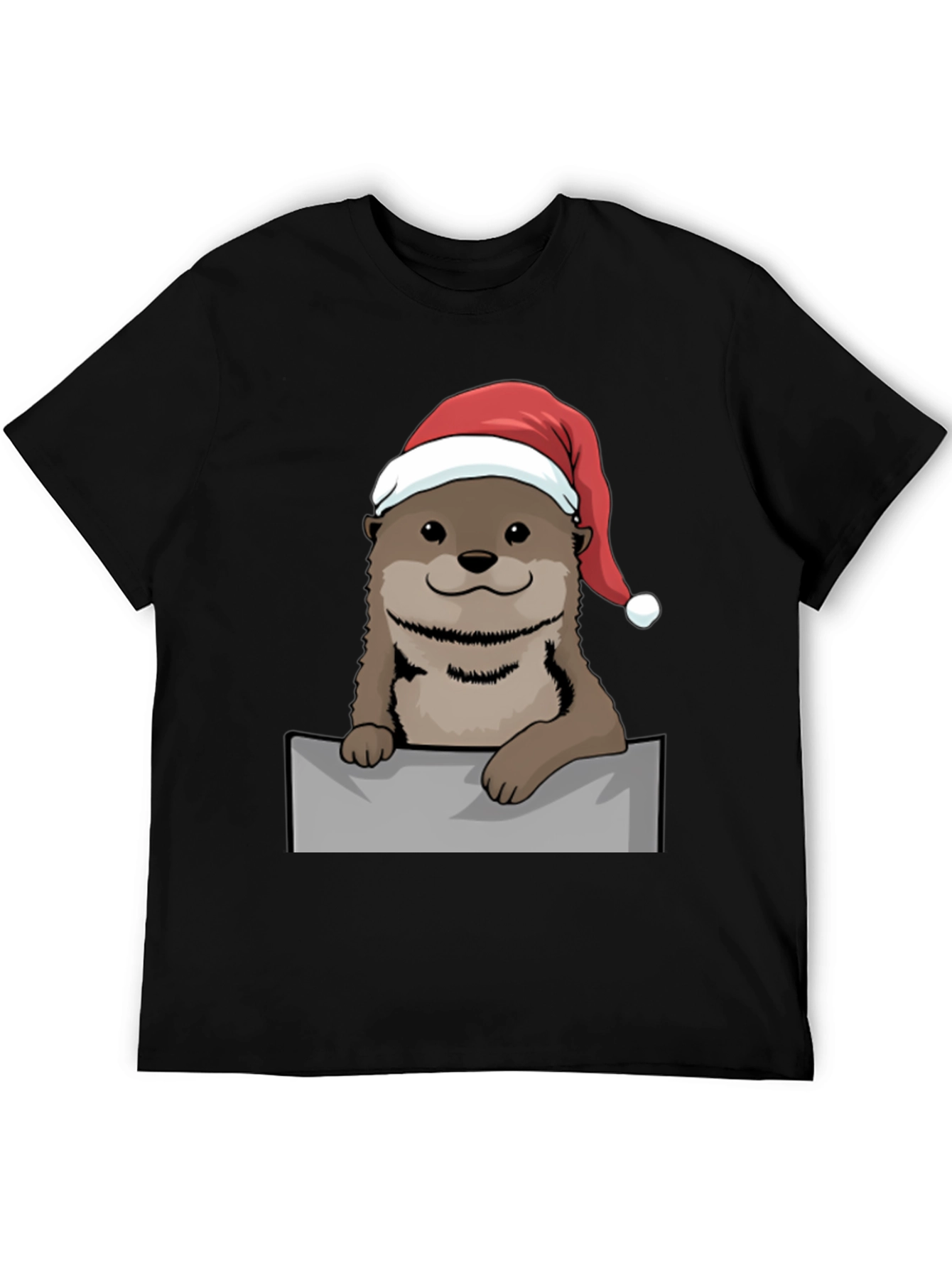 Black Festive Otter Graphic Tee - Holiday Edition view 5