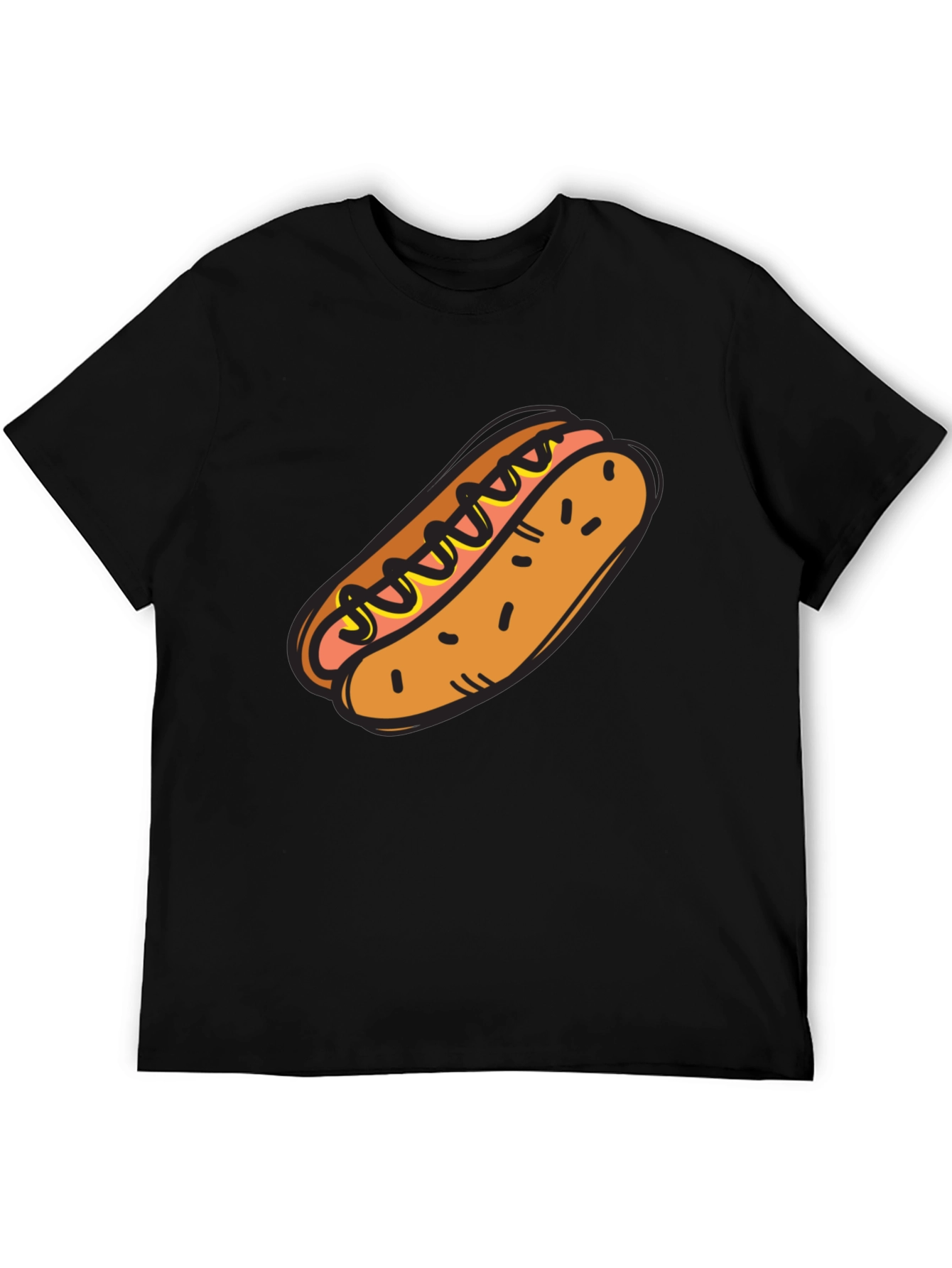 Black Hot Dog Graphic Tee - Novelty T-Shirt view 5
