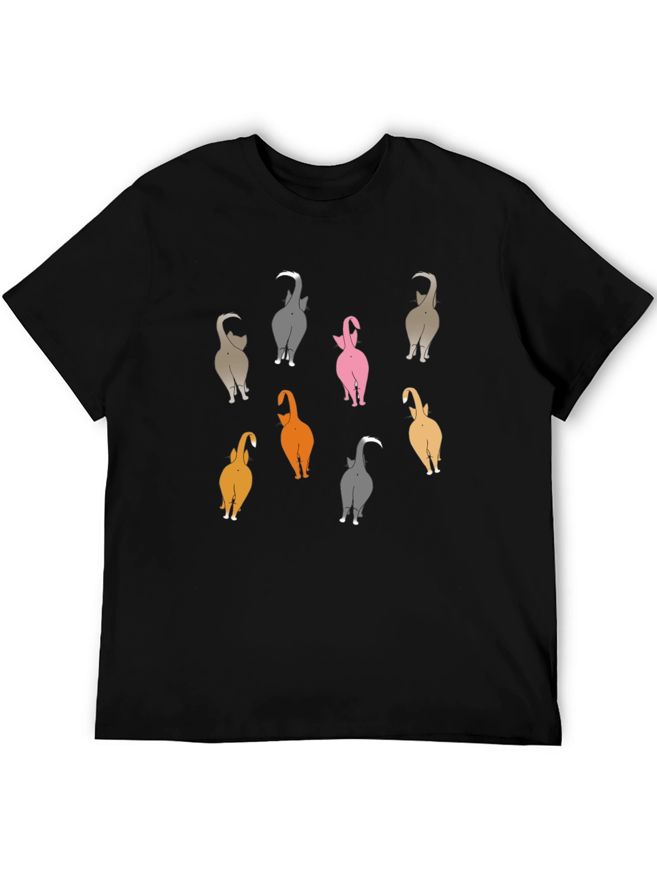 Black Funny Cat Butt T-Shirt - Quirky Graphic Tee view 5