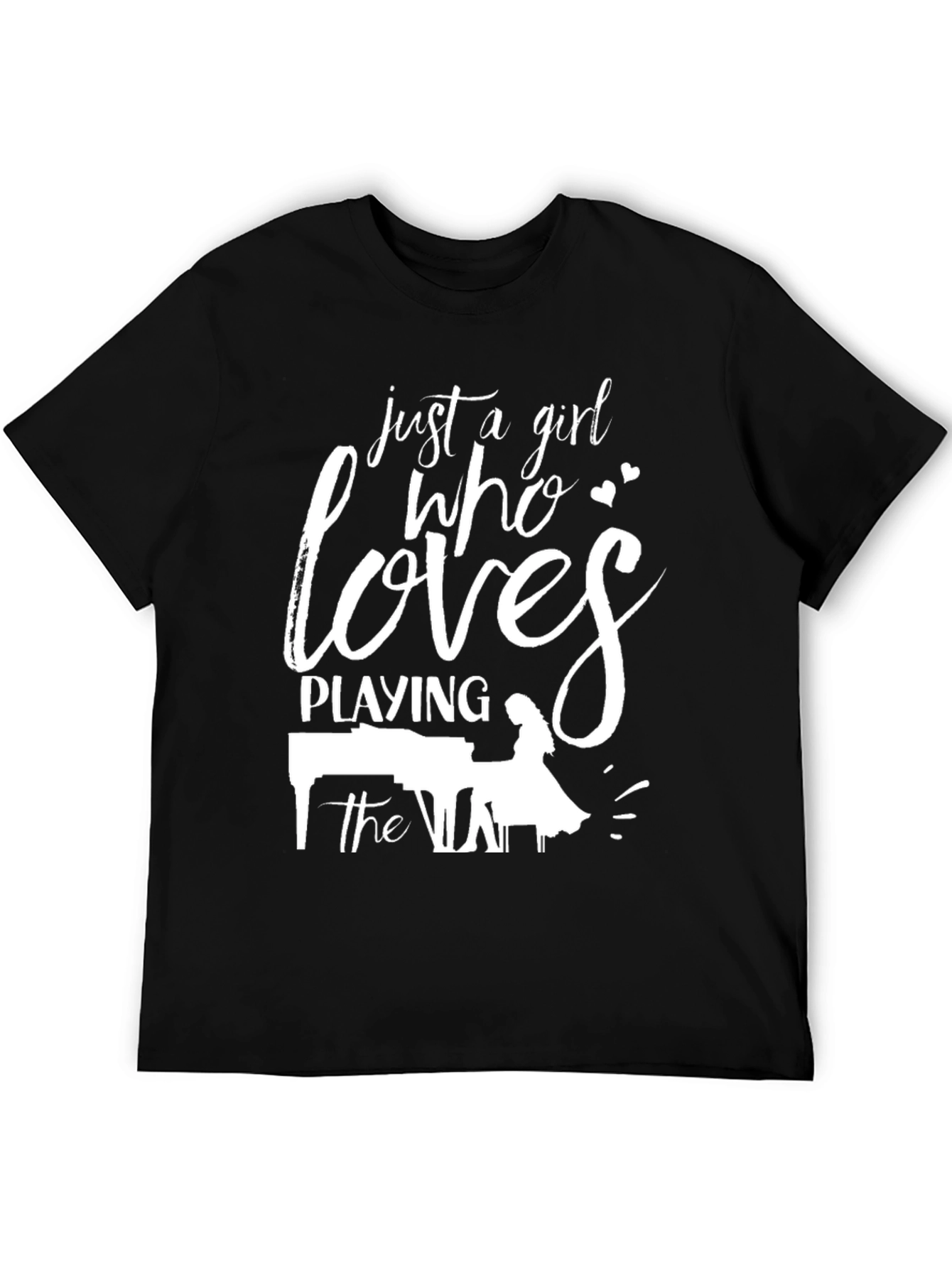 Black Just a Girl Who Loves Playing the Piano T-Shirt view 5