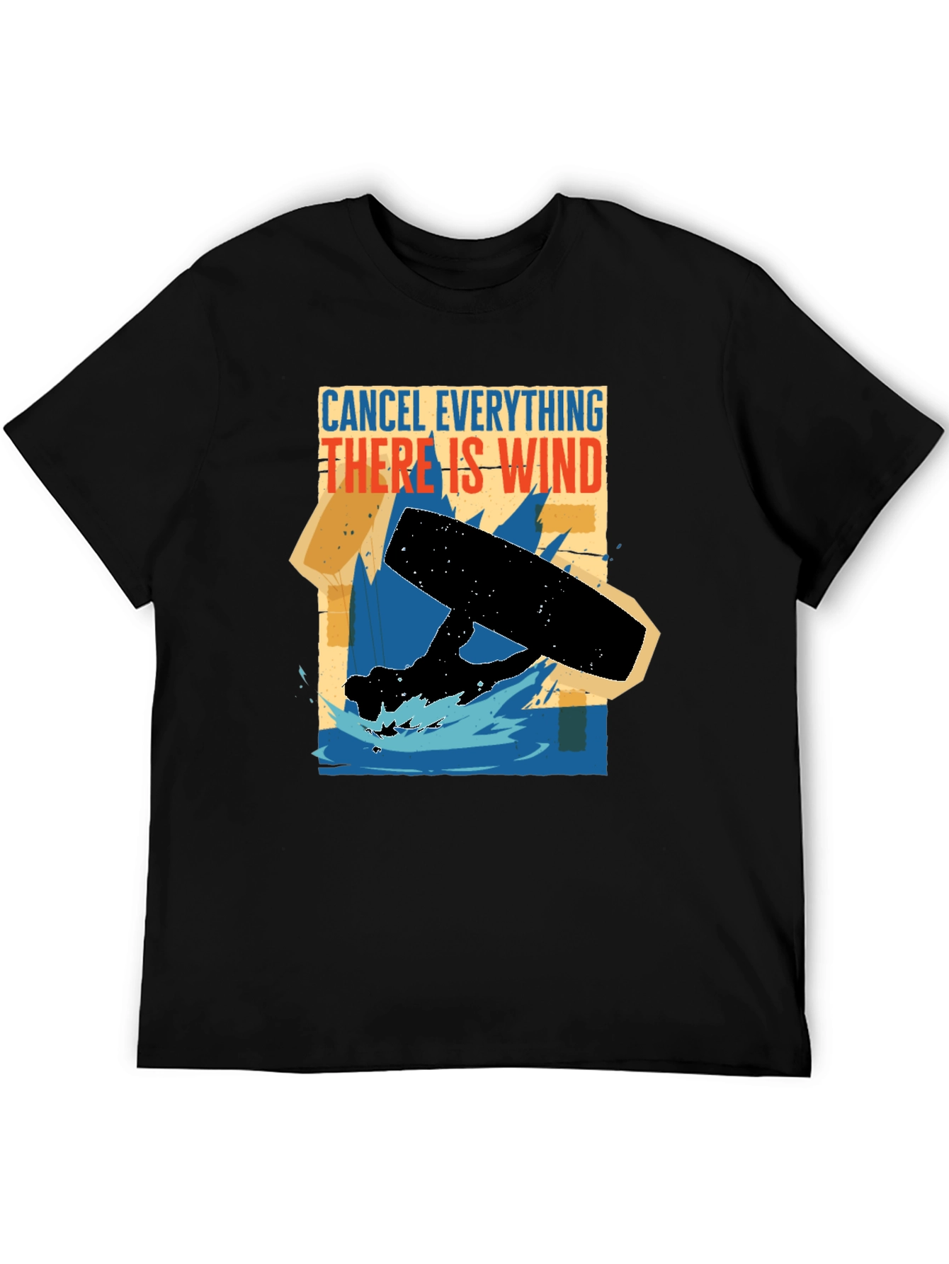 Black Cancel Everything Wind T-Shirt - Kitesurfing Apparel view 5