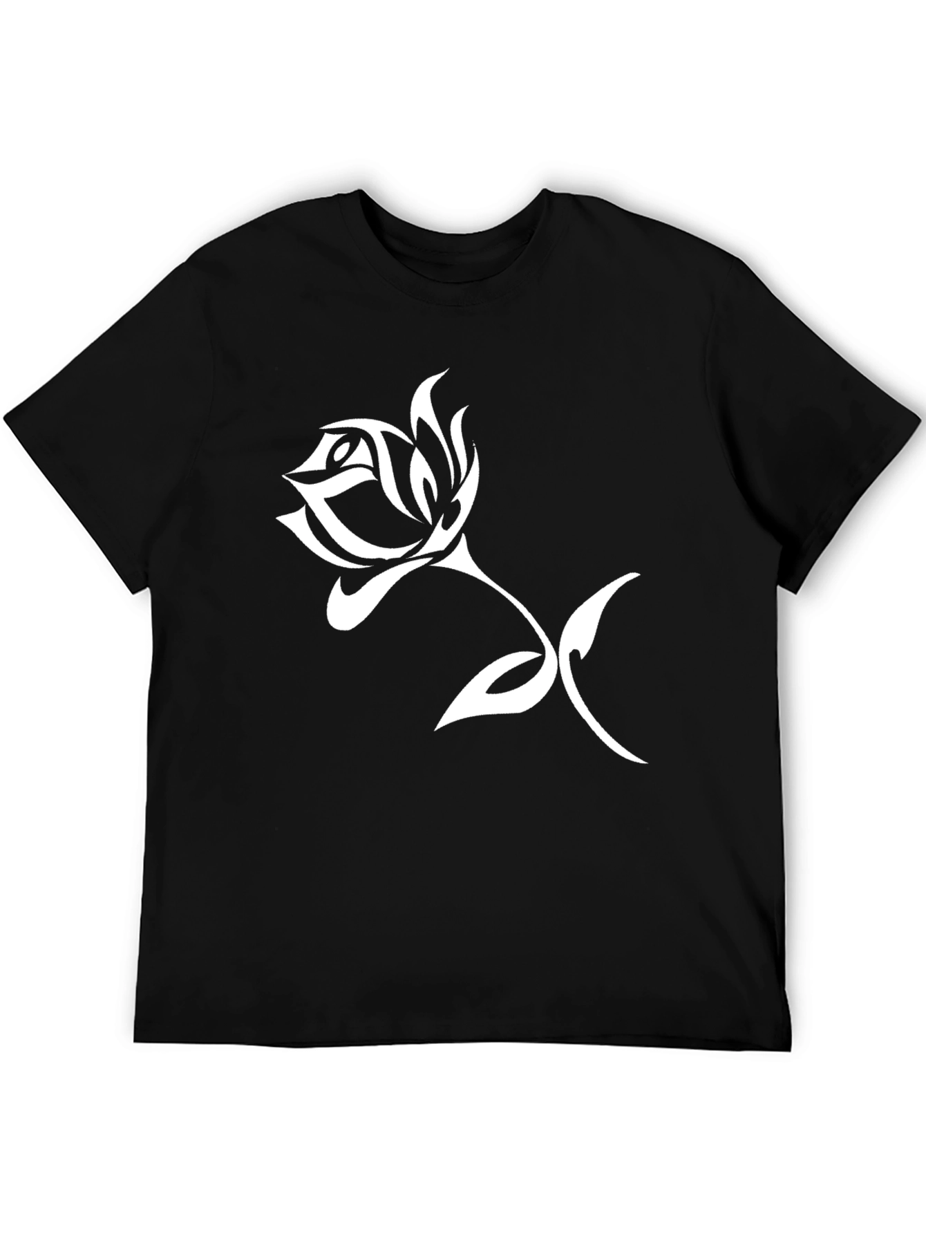 Black Tribal Rose Graphic Black T-Shirt view 5
