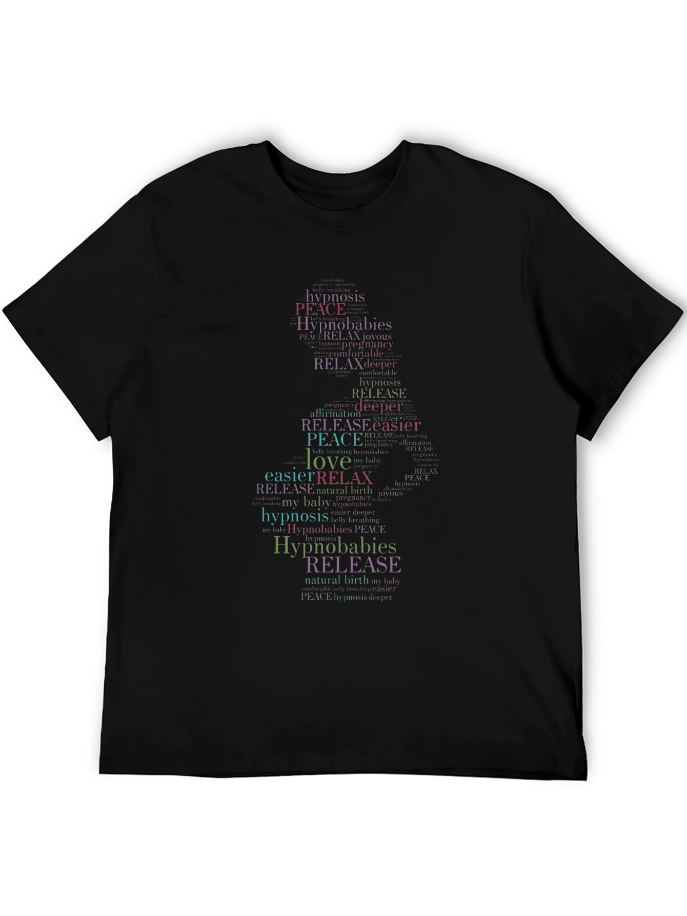 Black Hypnobabies Word Art Black T-Shirt view 5