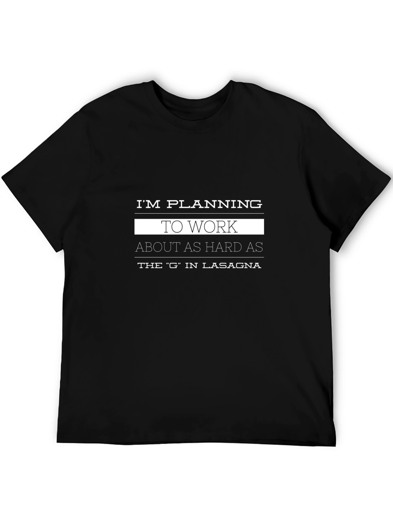 Black Funny Lasagna Work Ethic Graphic T-Shirt view 5