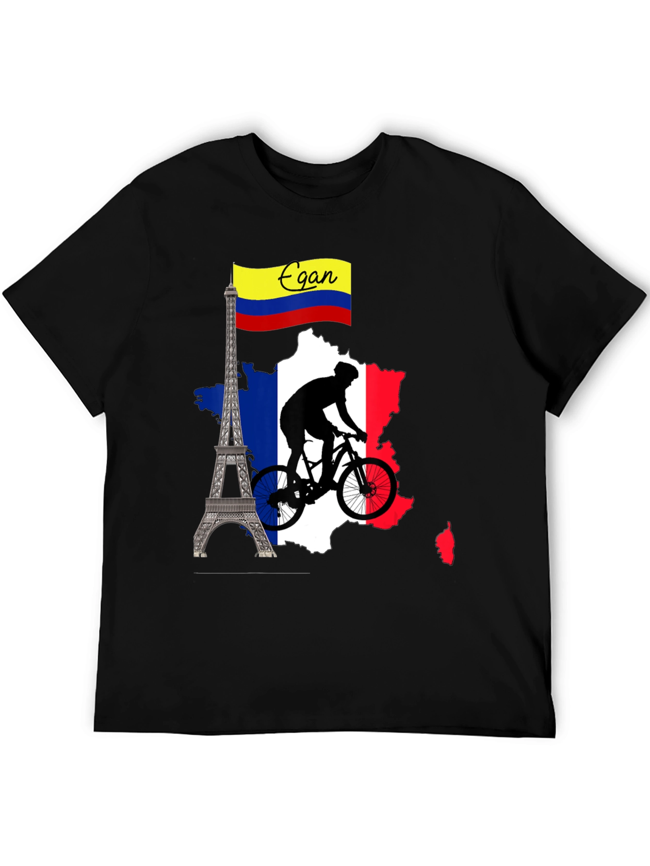 Black Egan France Cycling Tee - Tour de France Inspired Shirt view 5