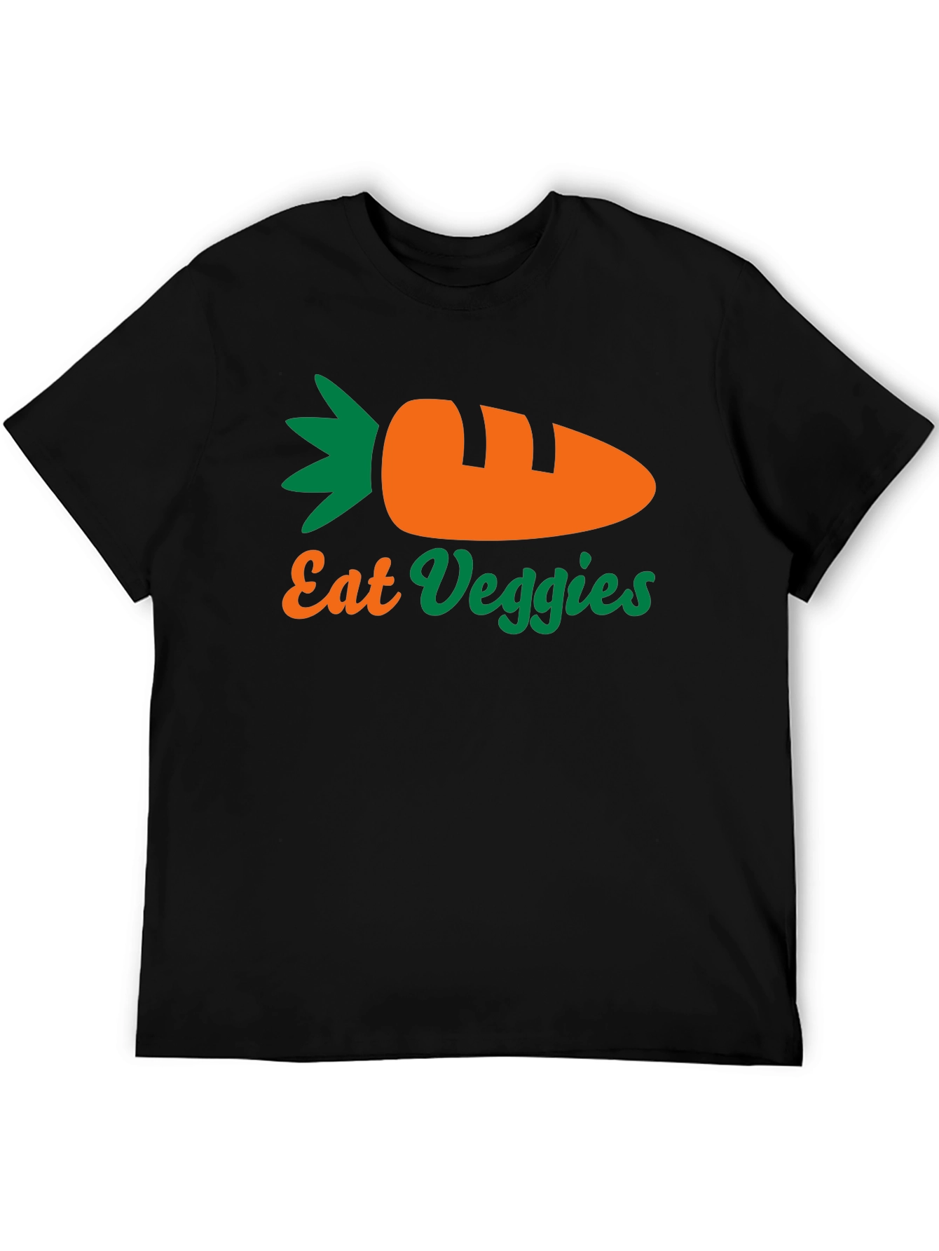 Eat Veggies T-Shirt - Black, Carrot Design - 5
