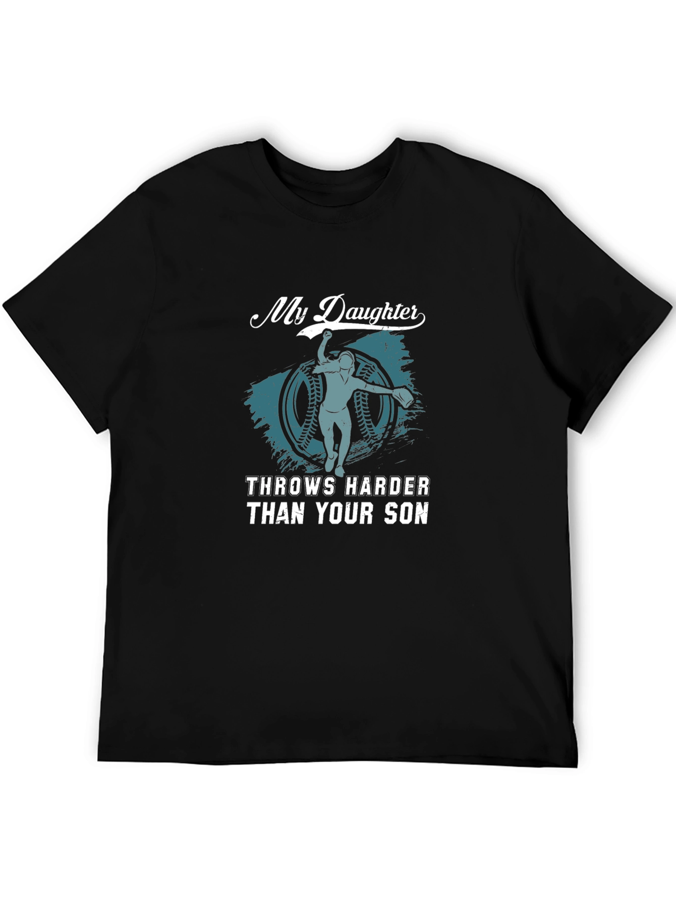 Black My Daughter Throws Harder Than Your Son Black T-Shirt view 5
