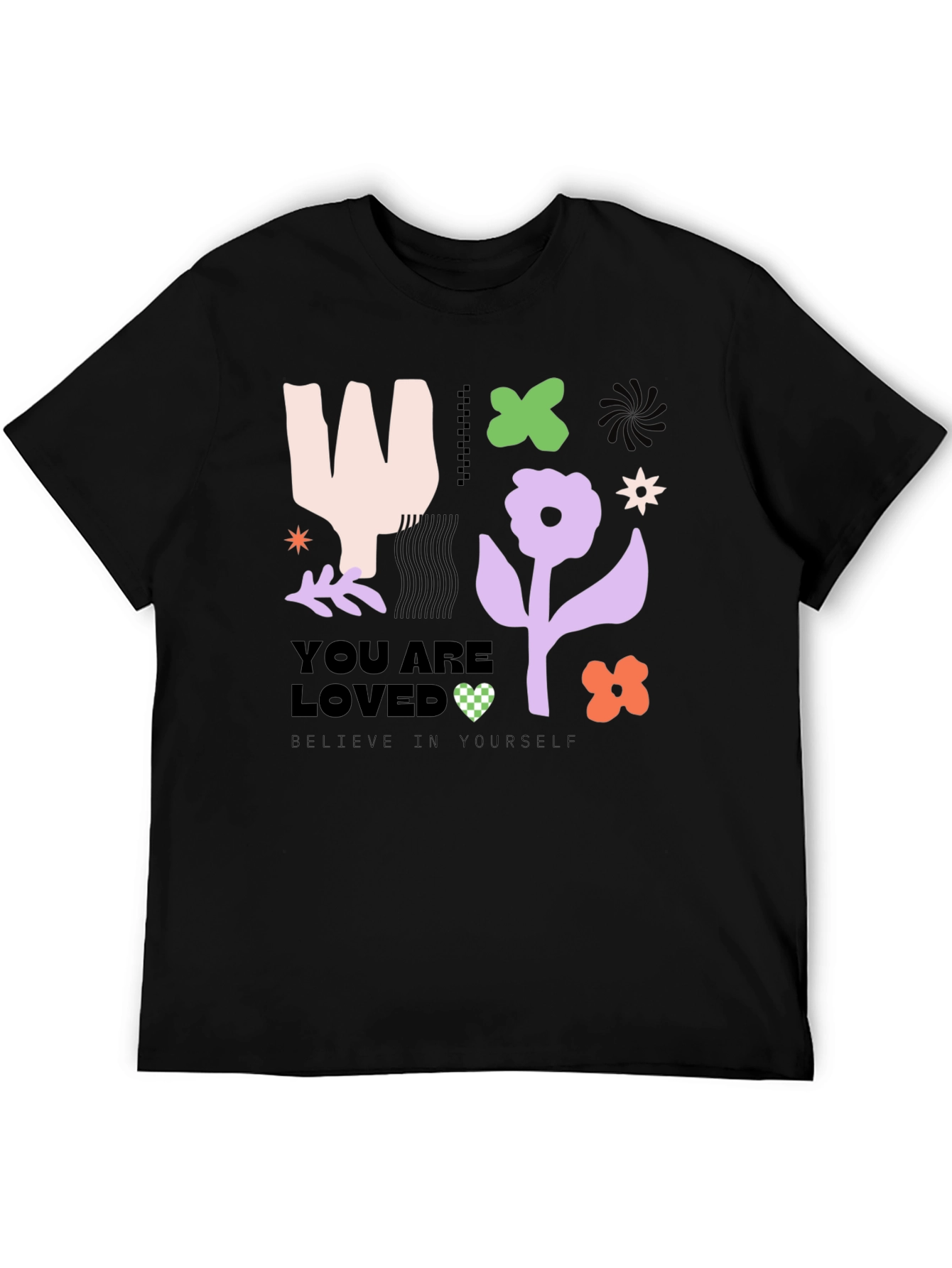 Black You are Loved Graphic Tee - Abstract Design view 5