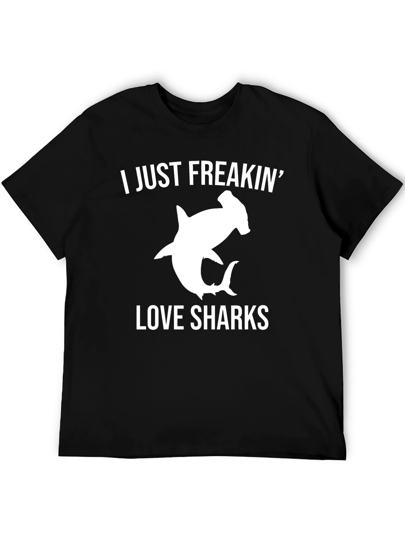 Black I Just Freakin' Love Sharks Graphic T-Shirt view 5