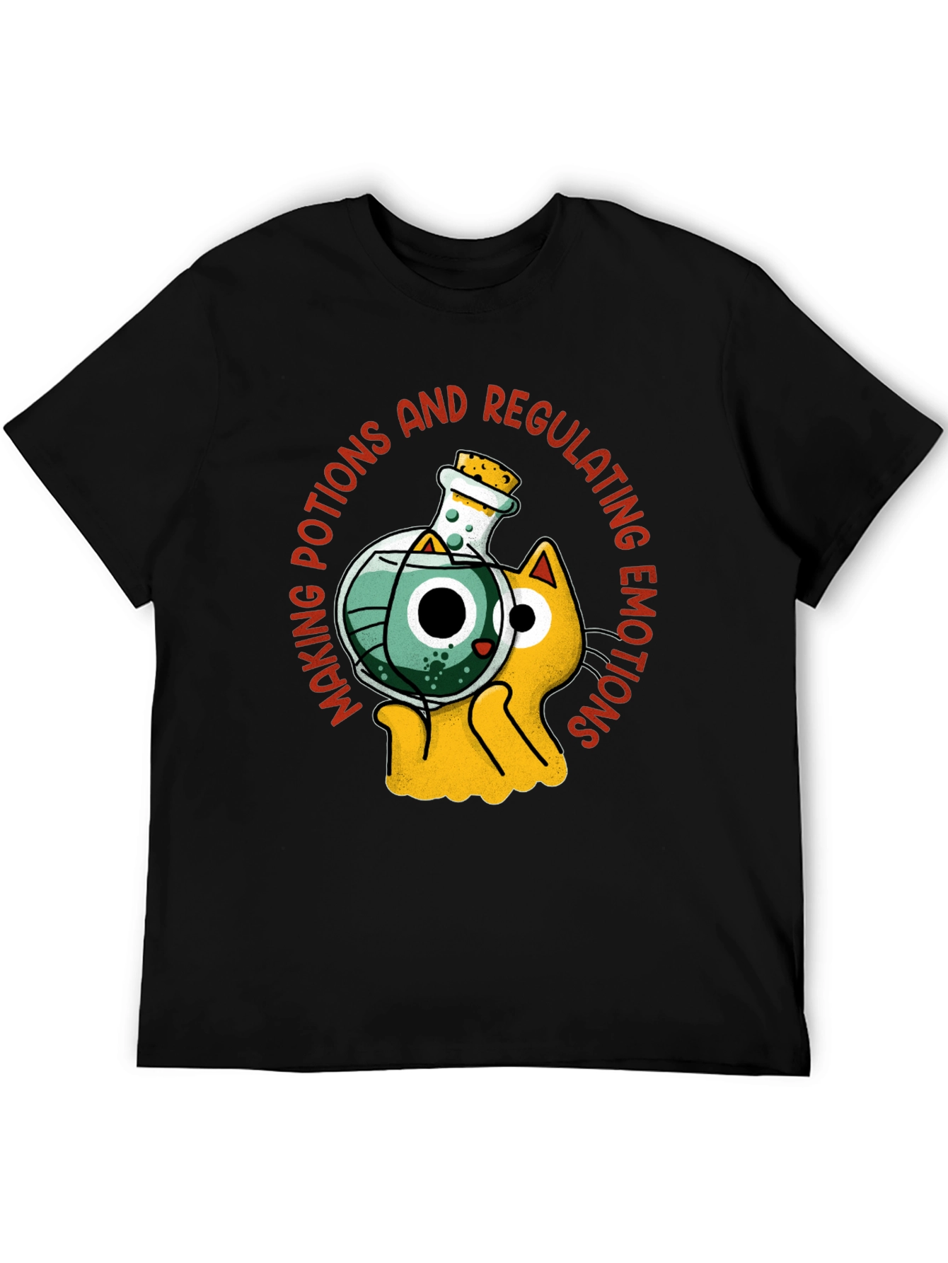 Black Potion Cat T-Shirt - Making Potions and Regulating Emotions view 5