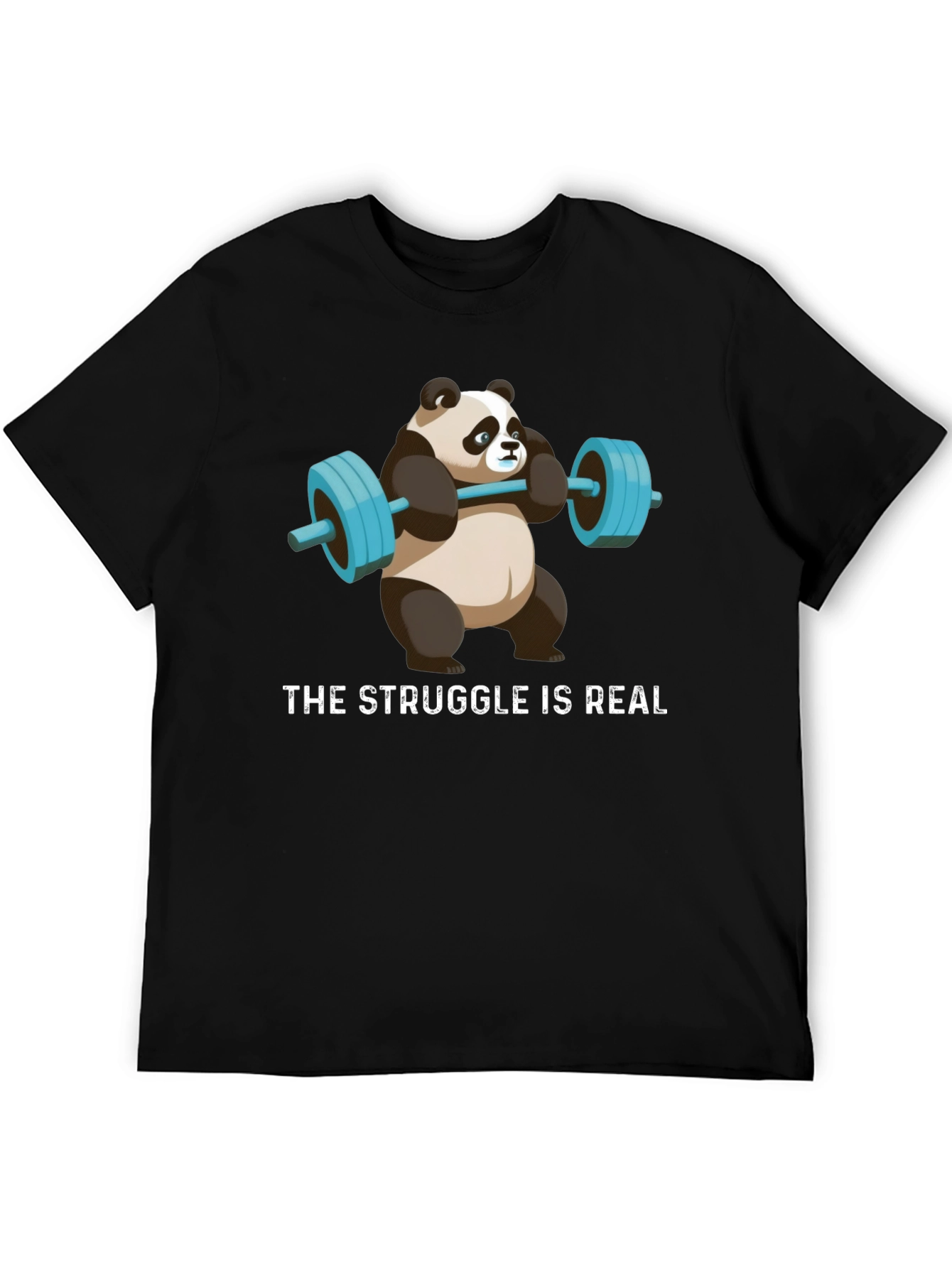 Black Weightlifting Panda T-Shirt - Funny Gym Apparel view 5