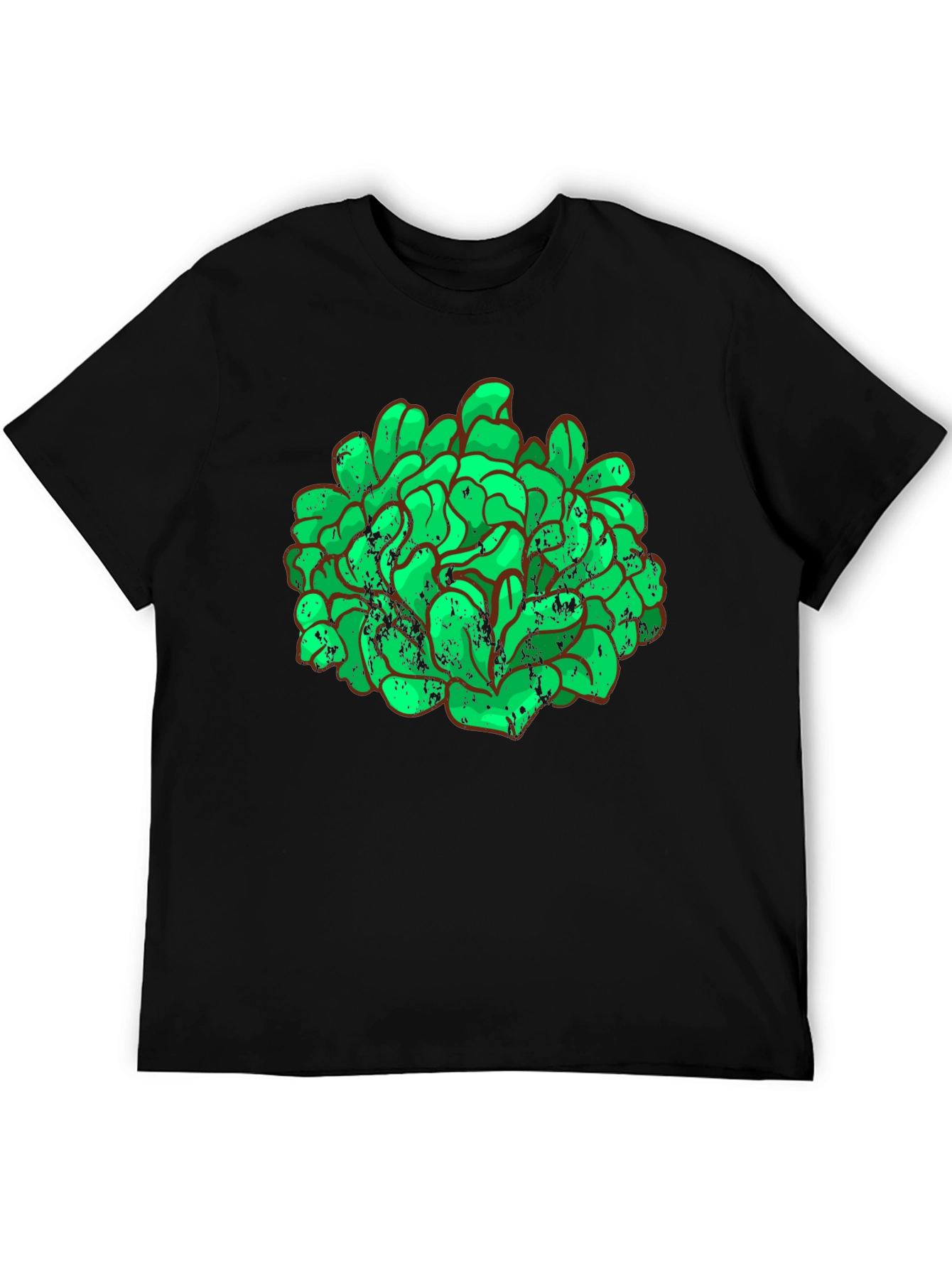 Black Green Brain Graphic Black Tee view 5