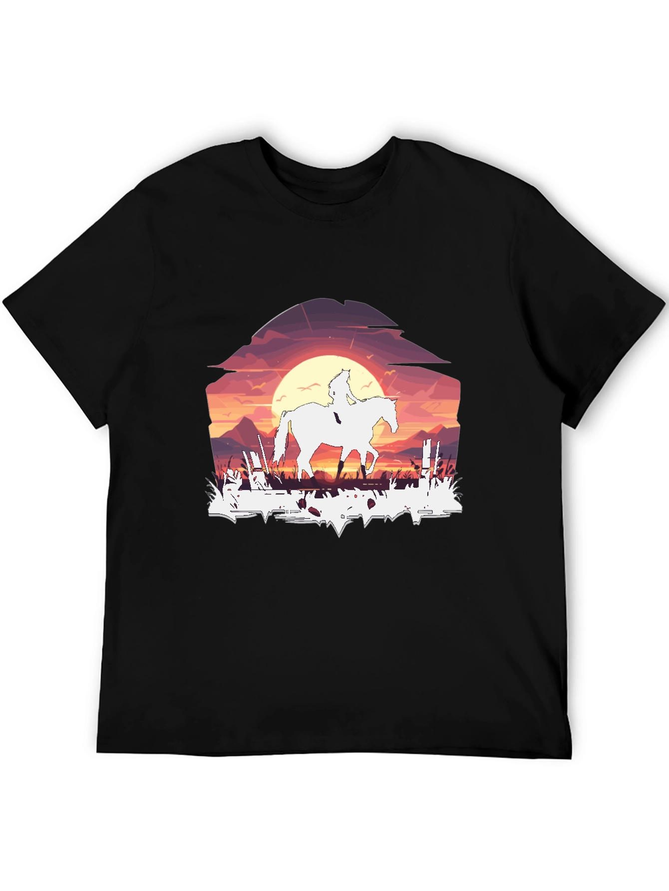 Black Sunset Rider Graphic Tee - Black view 5