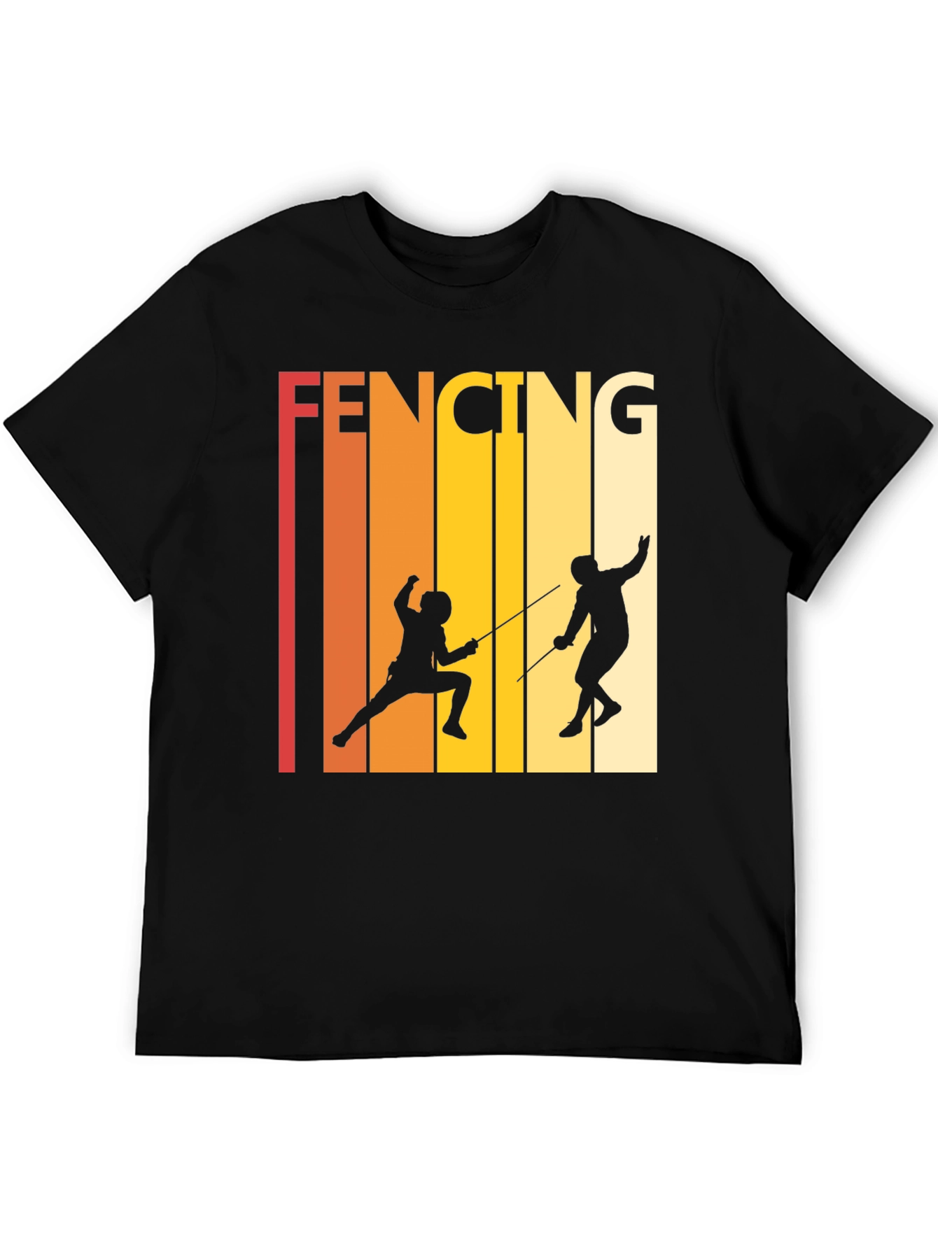Black Retro Fencing T-Shirt - Black Cotton Tee view 5