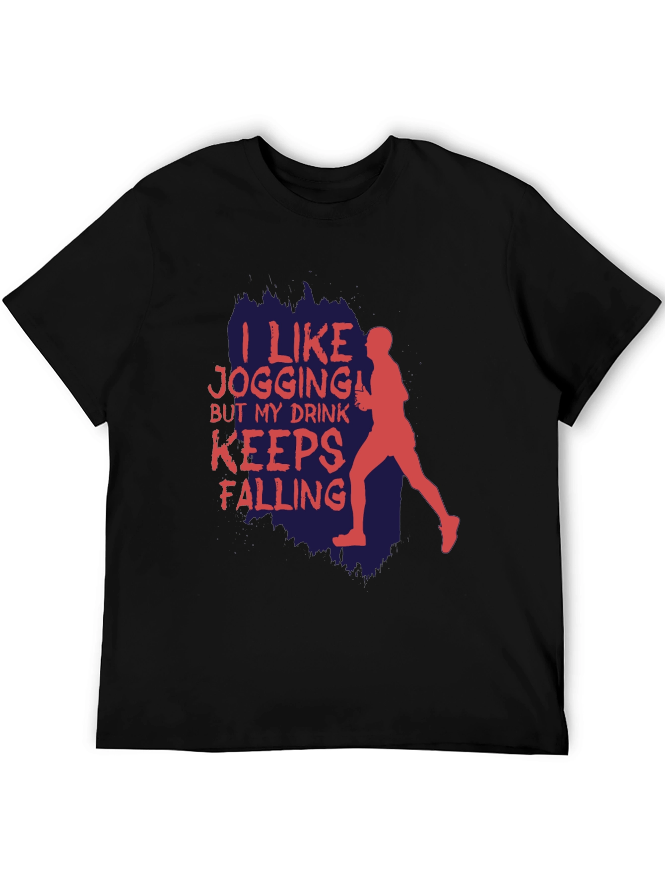 Black Funny Jogging T-Shirt: I Like Jogging, My Drink Keeps Falling view 5