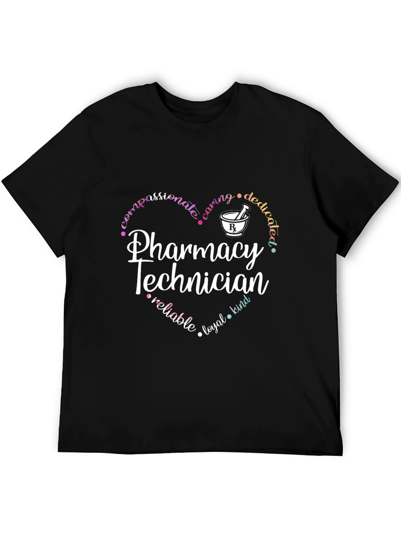 Black Pharmacy Technician Heart T-Shirt view 5