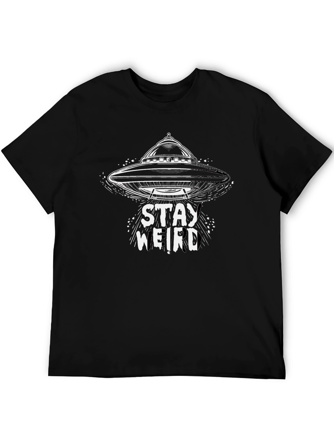 Black Stay Weird UFO Graphic Tee - Black view 5