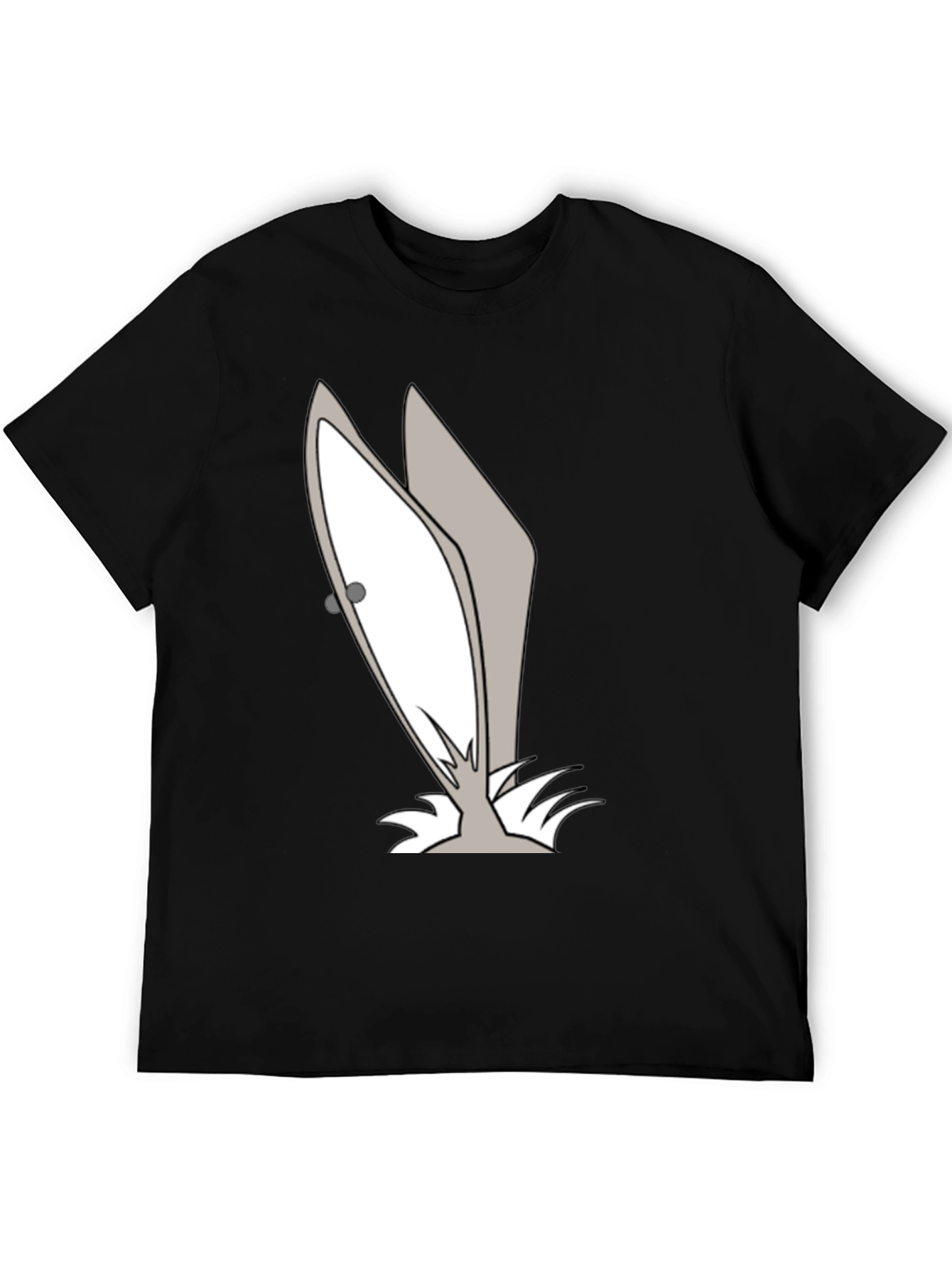 Black Funny Cartoon Bunny Ears Graphic Tee view 5