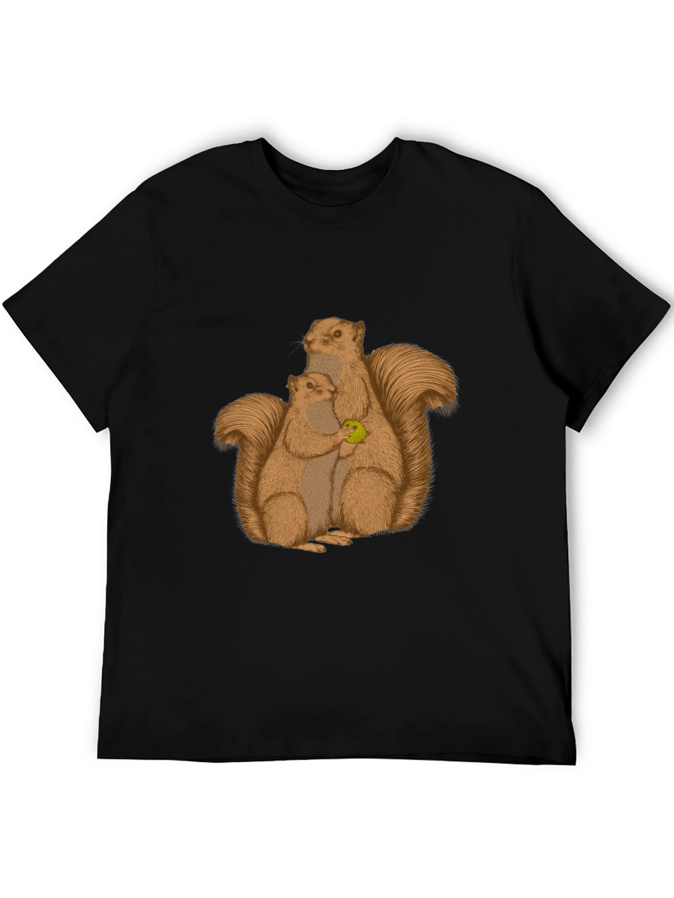 Black Squirrel Family Graphic Tee - Black Cotton Blend view 5