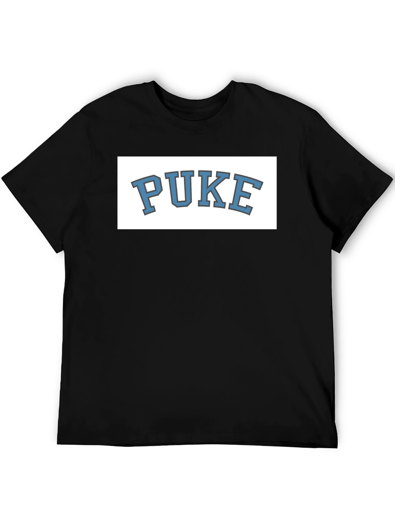 Black PUKE Graphic Tee - Novelty College Style T-Shirt view 5
