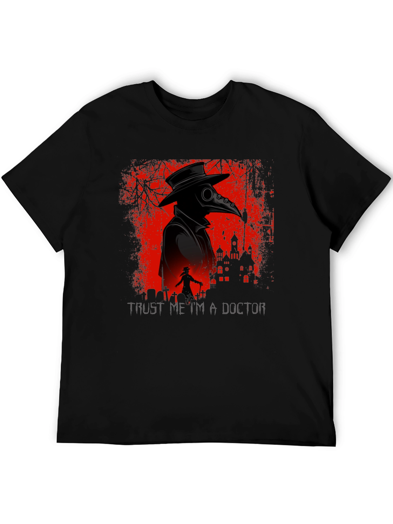 Black Plague Doctor Graphic Tee - Trust Me I'm a Doctor T-Shirt view 5