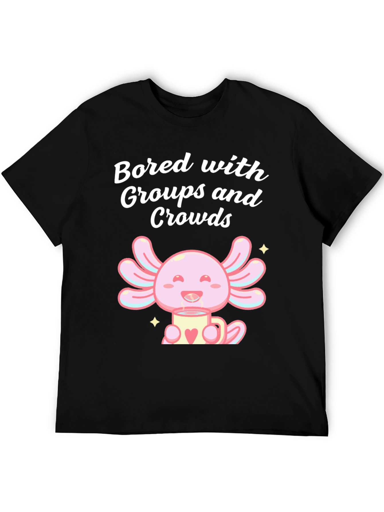 Black Bored Axolotl T-Shirt - Introvert Humor view 5