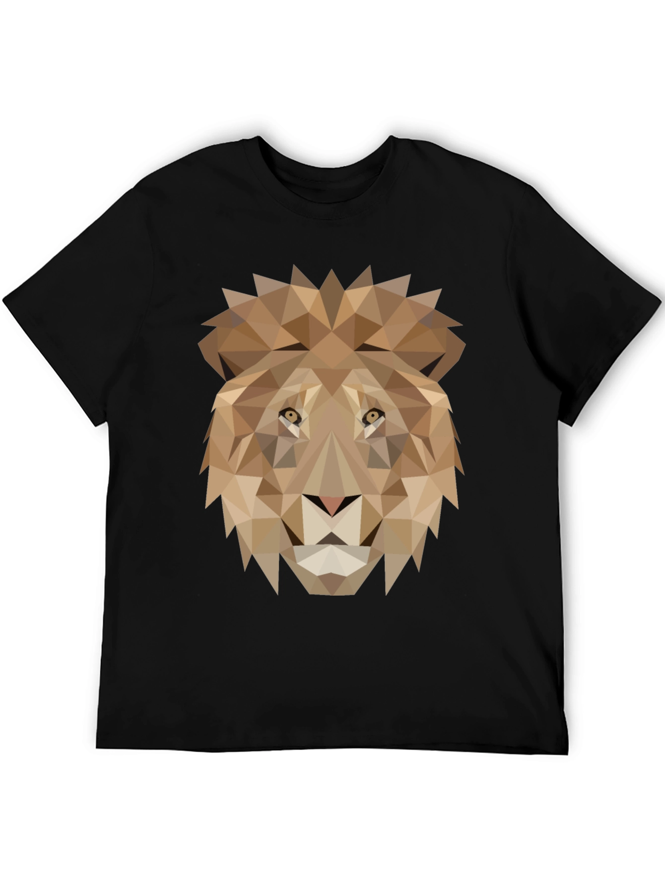 Black Geometric Lion Graphic Tee - Black view 5