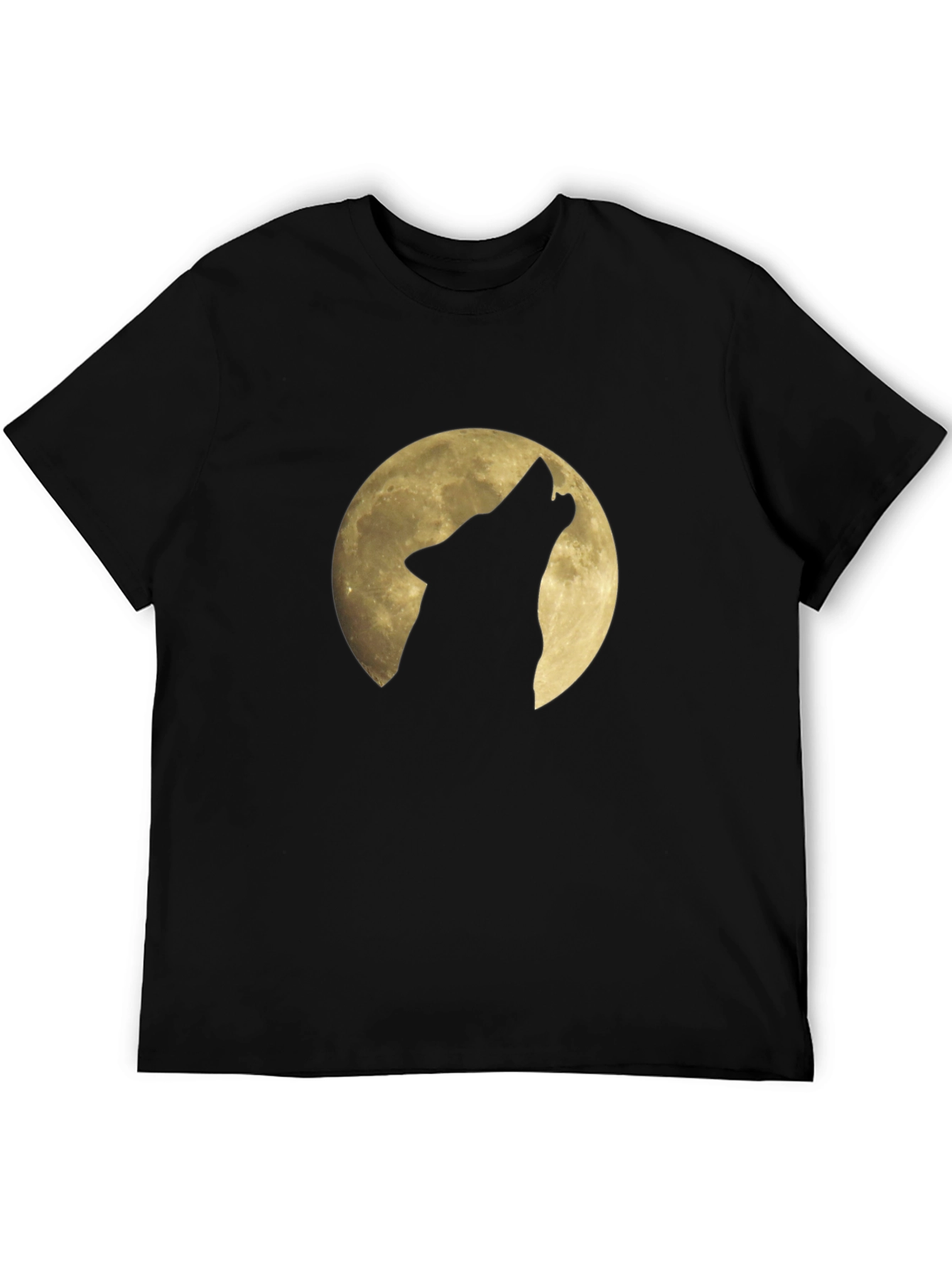 Black Wolf Howling at Moon Graphic Black T-Shirt view 5