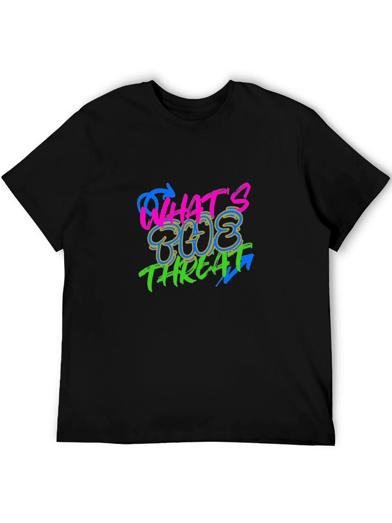 Black What's The Threat Graphic Black T-Shirt view 5