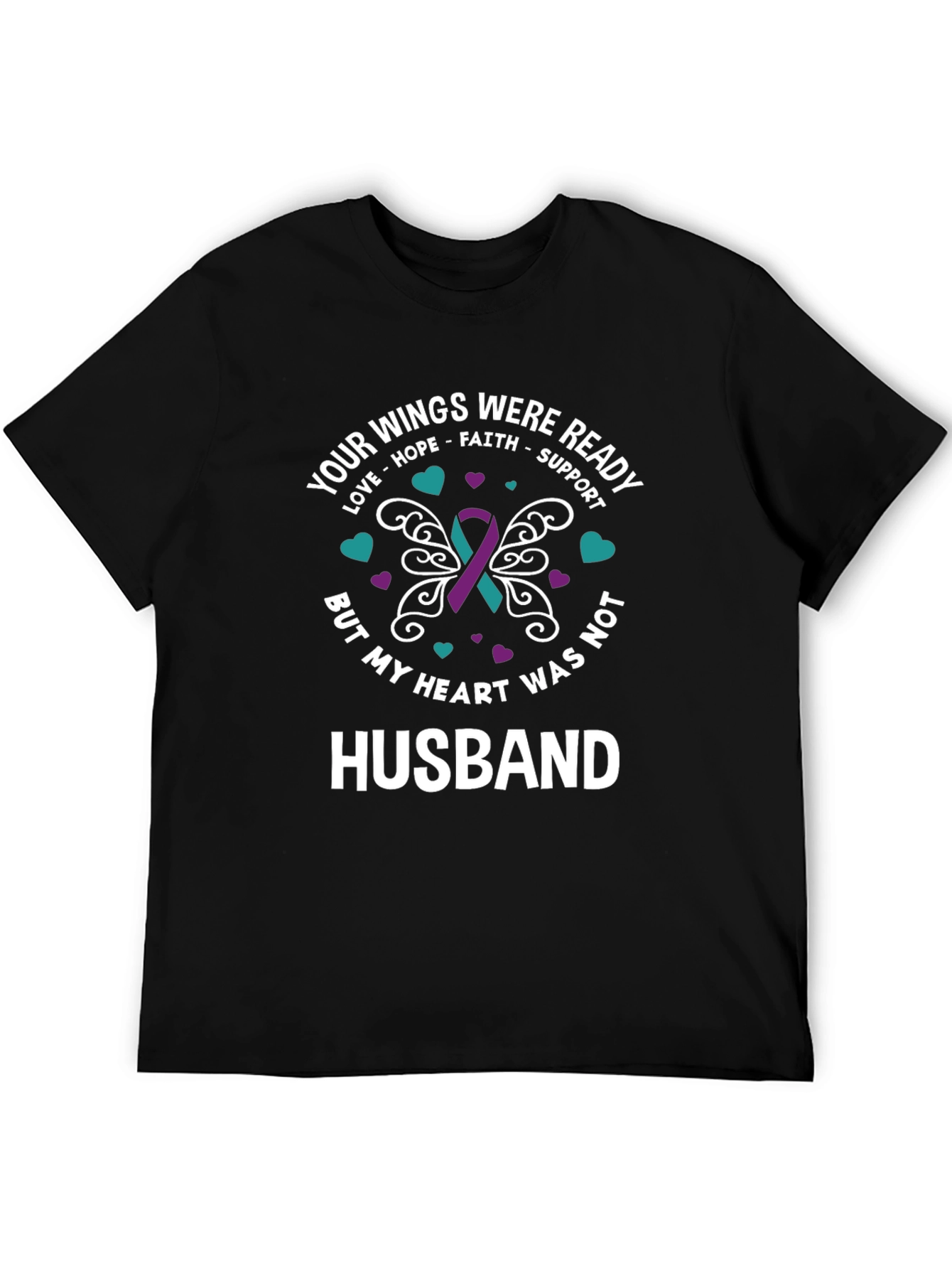 Black Husband Memorial T-Shirt - Wings Were Ready view 5