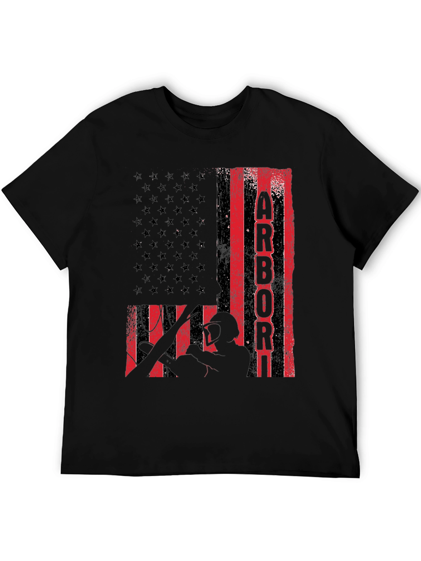 Black American Arborist Flag T-Shirt view 5